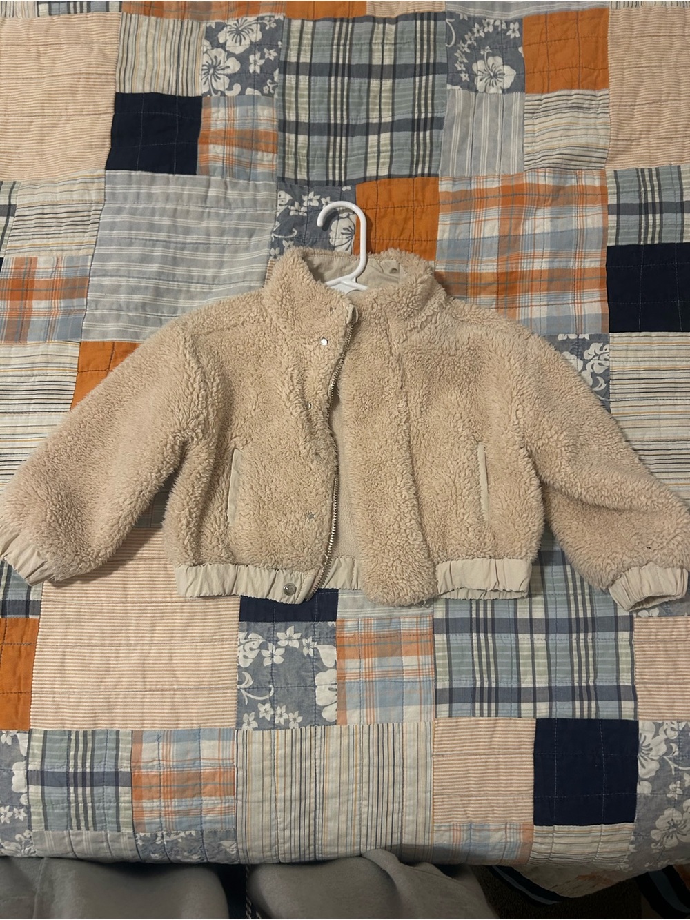 Rylee + Cru Beige Faux-Sherpa Puffer Jacket